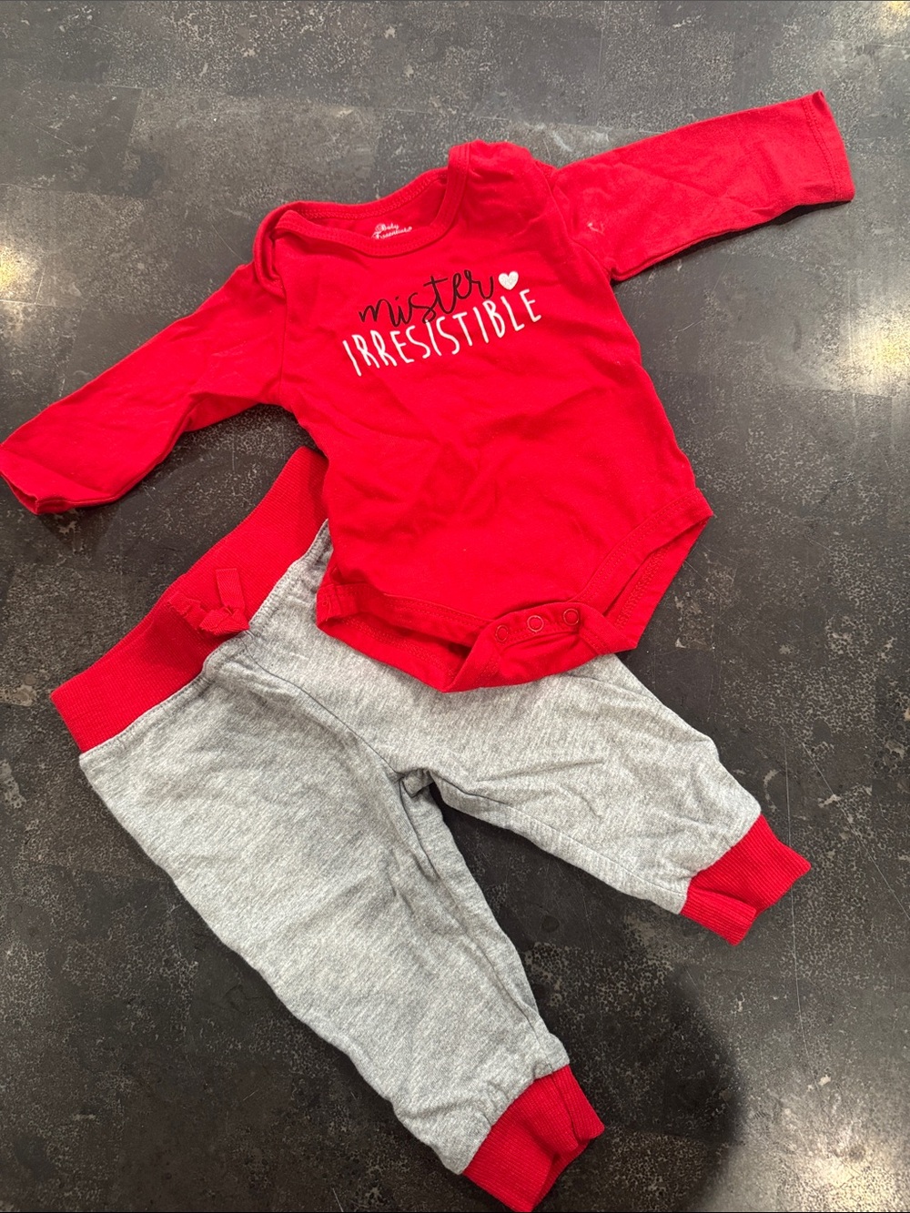 Carter's Red "Mister Irresistible" Bodysuit with Gray Joggers